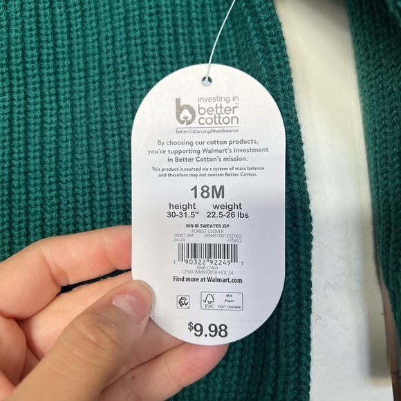 Wonder Nation Teal Ribbed Sweater sz 18M NWT - Picture 5 of 6